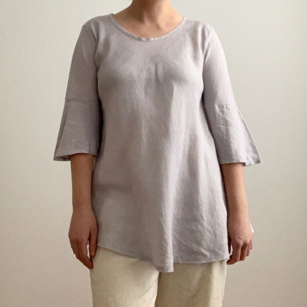 Made in Italy Oversized Linen Top with Bell Sleeves